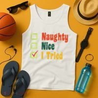 Naughty Nice I Tried Funny Christmas Tank Top thumb 4