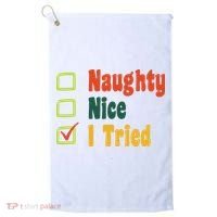 Naughty Nice I Tried Funny Christmas Golf Towel thumb 0