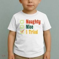 Naughty Nice I Tried Funny Christmas Toddler T-Shirt thumb 2