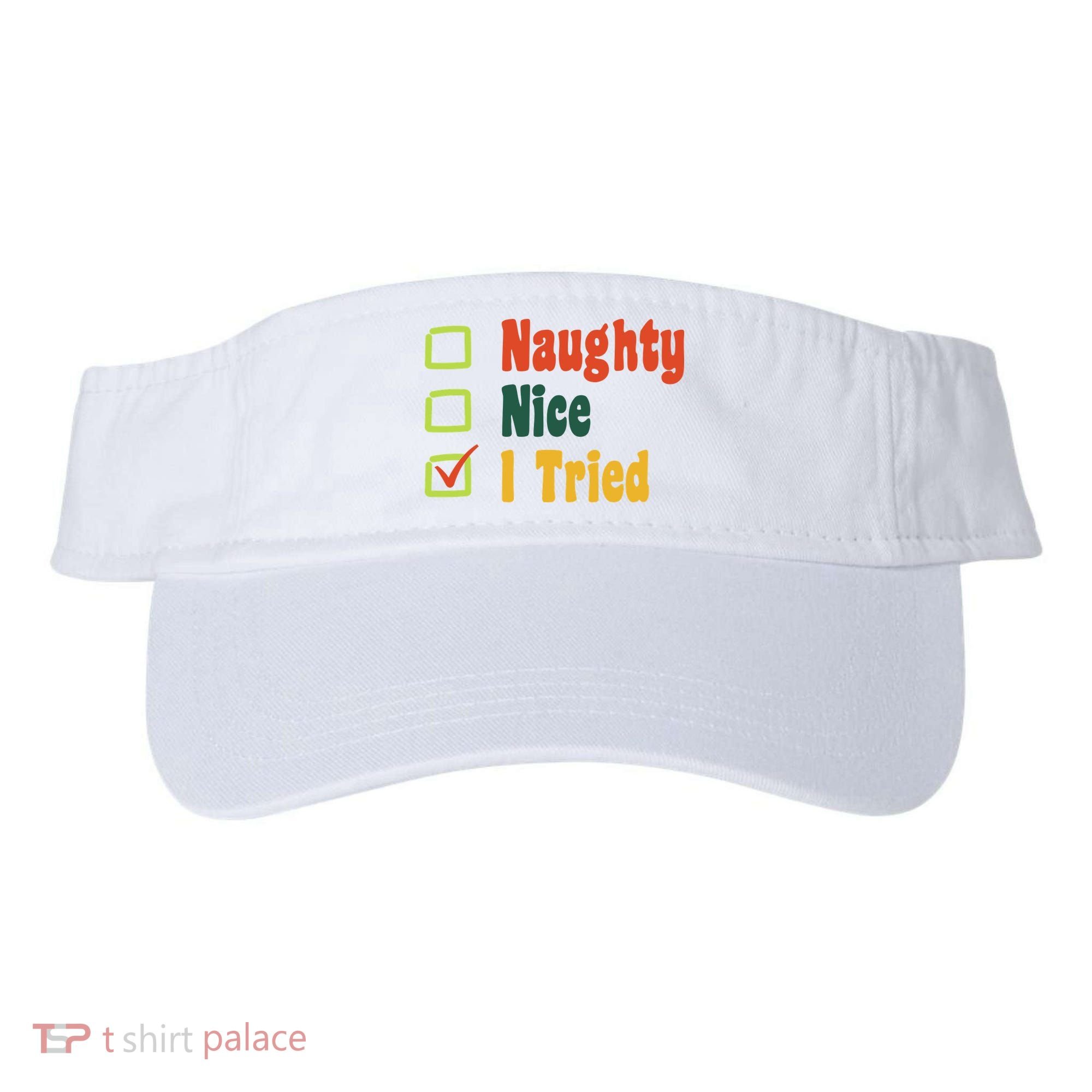 Naughty Nice I Tried Funny Christmas Visor