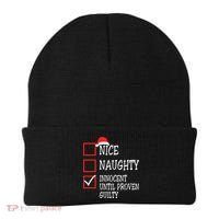 Nice Naughty Innocent Until Proven Guilty Christmas List Beanie thumb 0