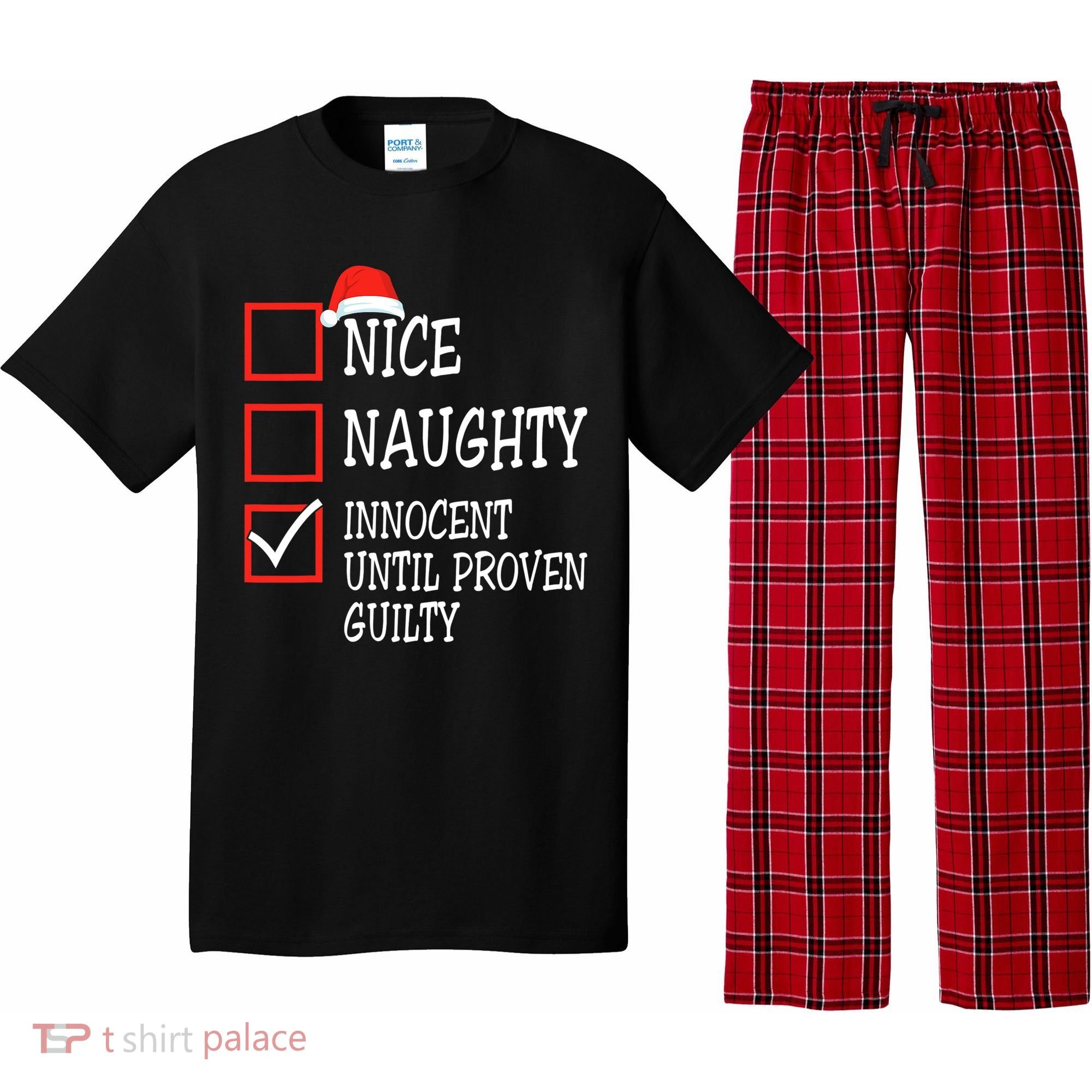 Nice Naughty Innocent Until Proven Guilty Christmas List Pajama Set