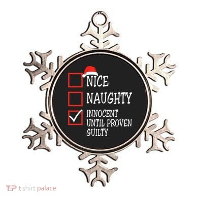 Nice Naughty Innocent Until Proven Guilty Christmas List Ornament