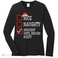 Nice Naughty Innocent Until Proven Guilty Christmas List Women's Long Sleeve Shirt thumb 0