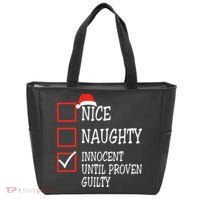 Nice Naughty Innocent Until Proven Guilty Christmas List Tote Bag thumb 0