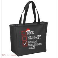Nice Naughty Innocent Until Proven Guilty Christmas List Tote Bag thumb 2