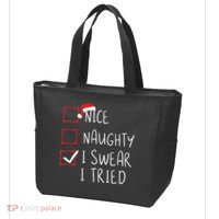 Nice Naughty I Swear I Tried Christmas List Xmas Santa Claus Tote Bag thumb 3