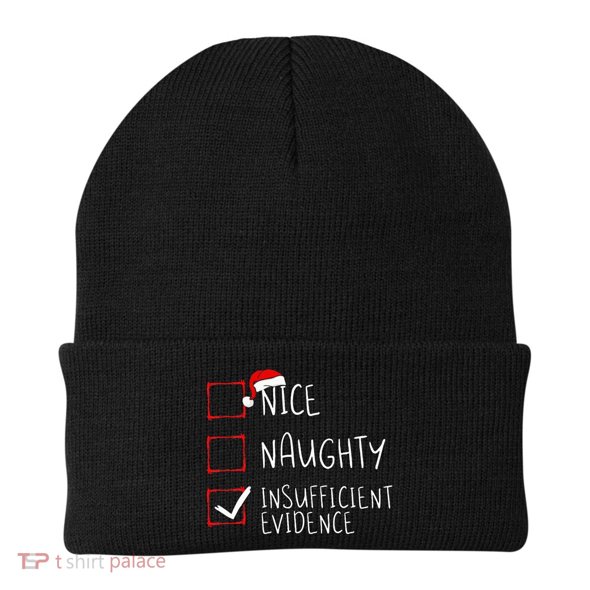 Nice Naughty Insufficient Evidence Christmas Santa Claus Beanie