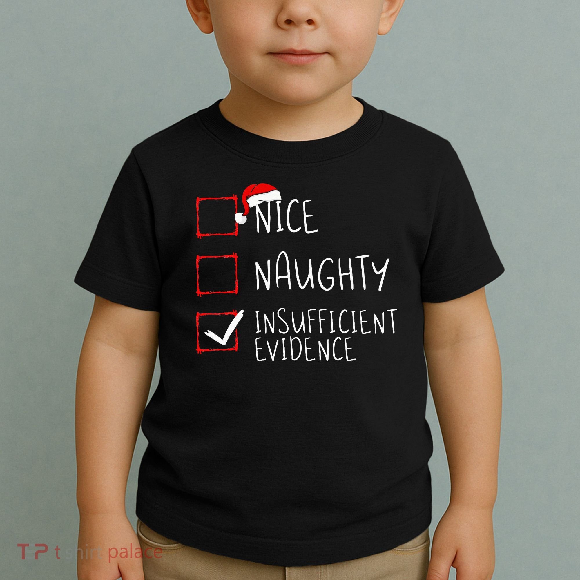 Nice Naughty Insufficient Evidence Christmas Santa Claus Toddler T-Shirt