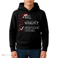 Nice Naughty Insufficient Evidence Christmas Santa Claus Kids Hoodie thumb 4