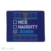 Nice Naughty Jewish Ugly Christmas Sweater Funny Hanukkah Mousepad thumb 0