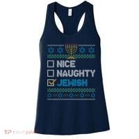 Nice Naughty Jewish Ugly Christmas Sweater Funny Hanukkah Women's Tank Top thumb 0