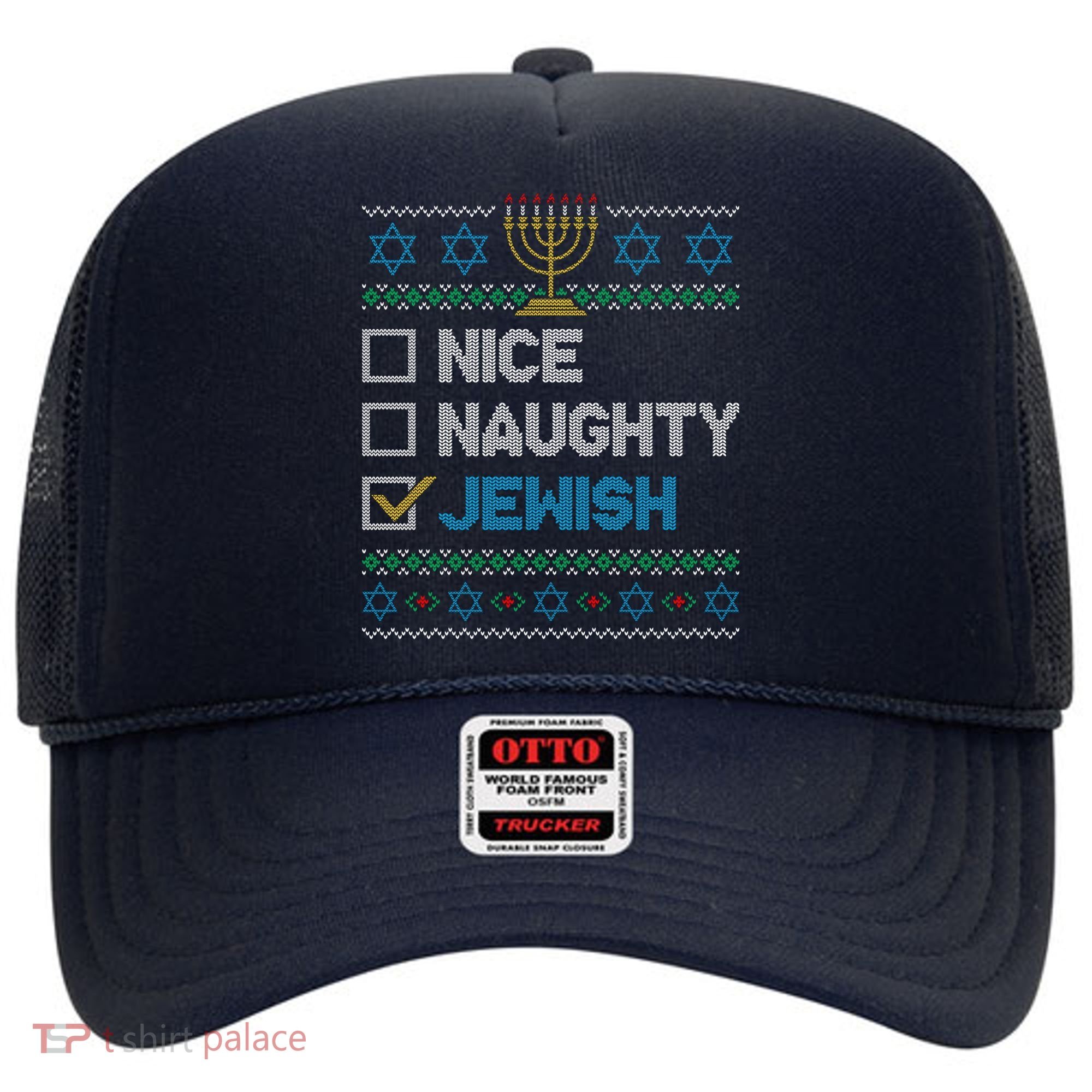 Nice Naughty Jewish Ugly Christmas Sweater Funny Hanukkah Hat