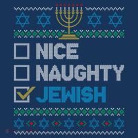 Nice Naughty Jewish Ugly Christmas Sweater Funny Hanukkah Women's Long Sleeve Shirt thumb 2