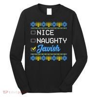 Nice Naughty Jewish Ugly Hanukkah Sweater Cute Chanukah Gift Long Sleeve Shirt thumb 0