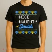 Nice Naughty Jewish Ugly Hanukkah Sweater Cute Chanukah Gift T-Shirt thumb 3