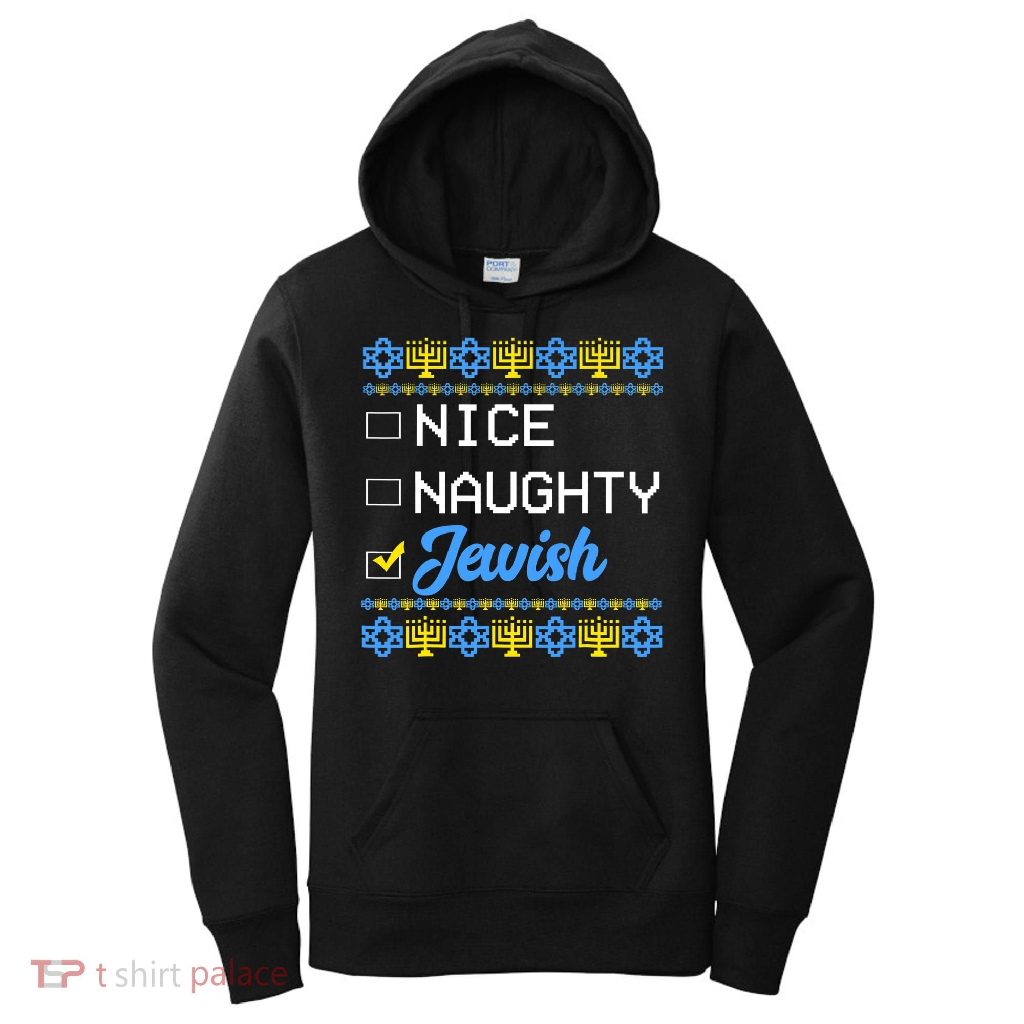 Nice Naughty Jewish Ugly Hanukkah Sweater Cute Chanukah Gift Women's Hoodie
