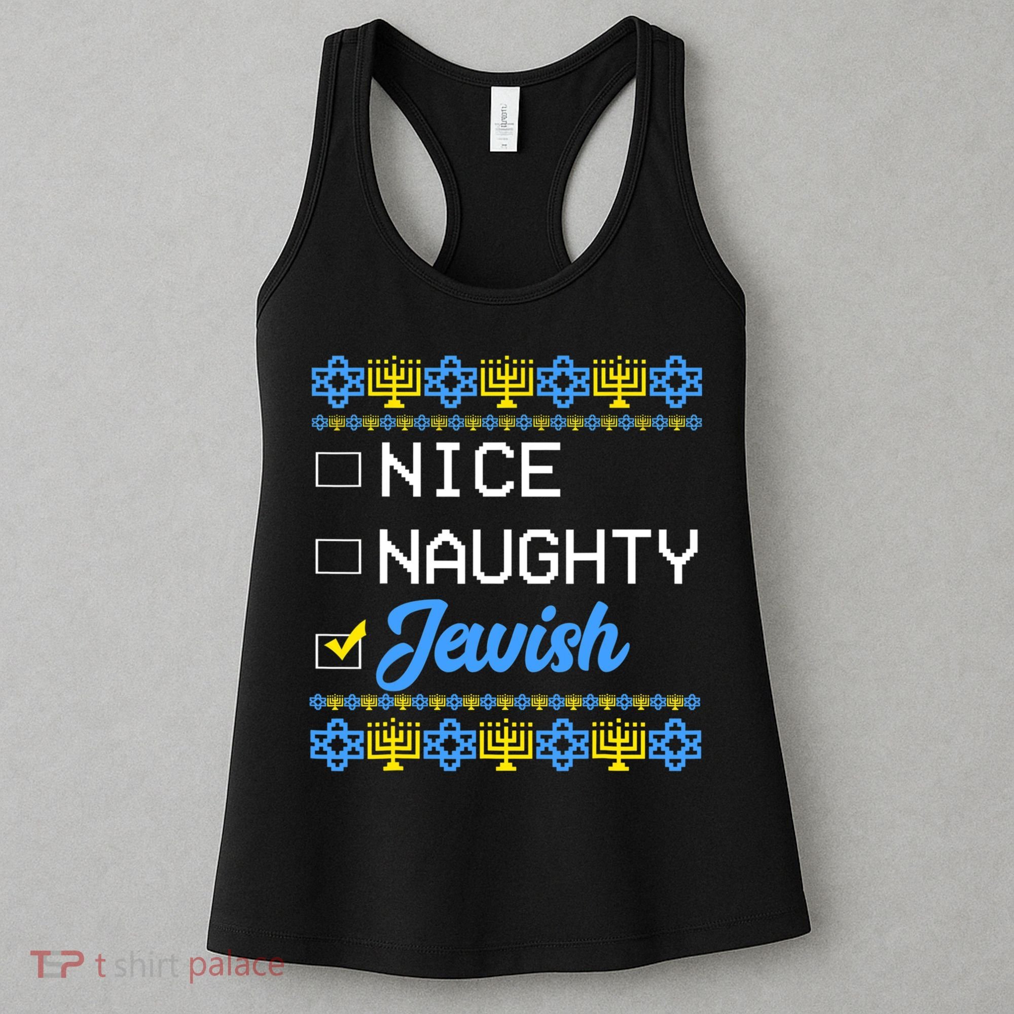 Nice Naughty Jewish Ugly Hanukkah Sweater Cute Chanukah Gift Women's Tank Top
