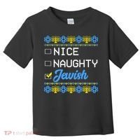 Nice Naughty Jewish Ugly Hanukkah Sweater Cute Chanukah Gift Toddler T-Shirt thumb 0