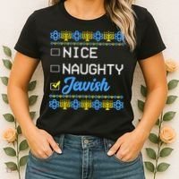 Nice Naughty Jewish Ugly Hanukkah Sweater Cute Chanukah Gift Women's T-Shirt thumb 2