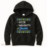 Nice Naughty Jewish Ugly Hanukkah Sweater Cute Chanukah Gift Kids Hoodie thumb 0