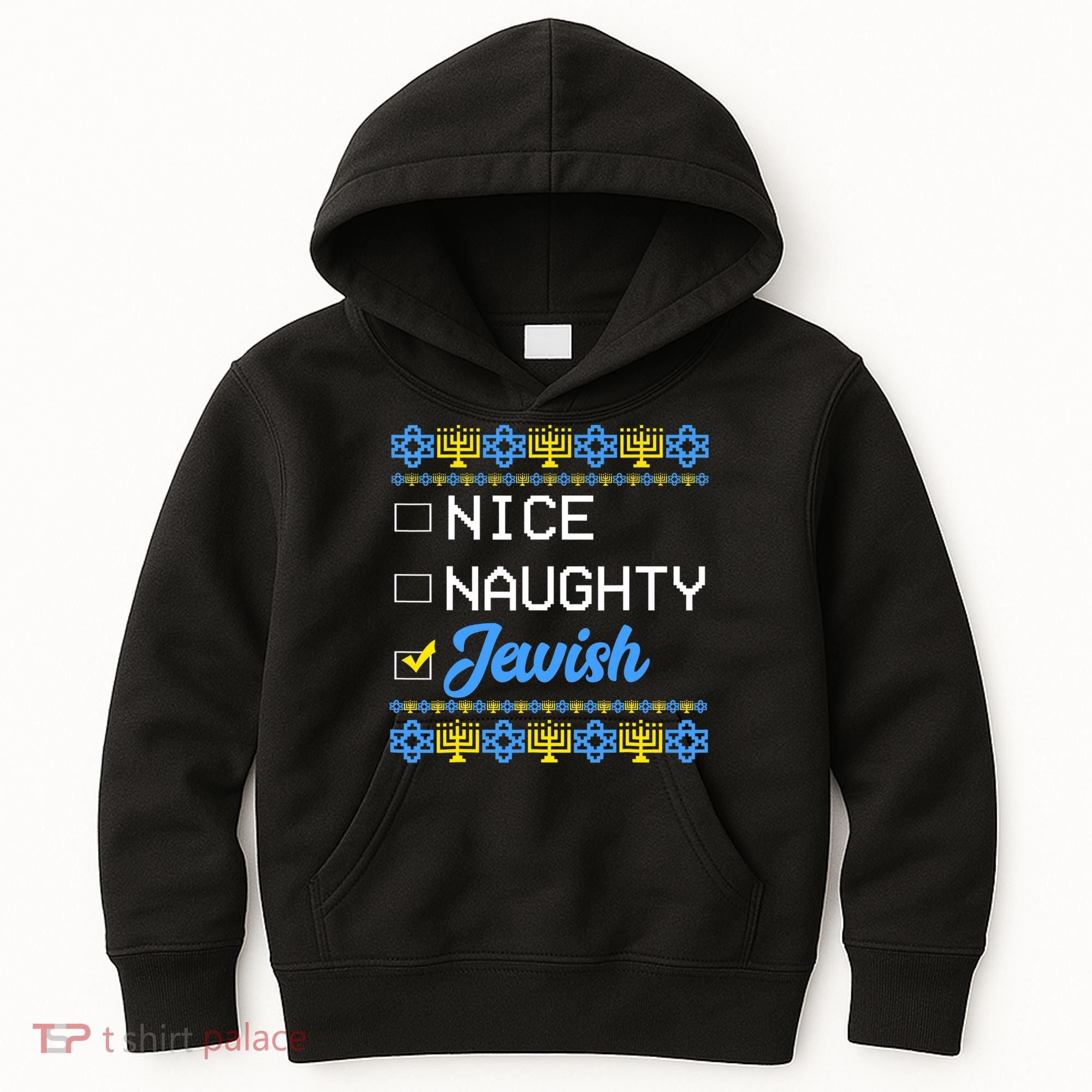 Nice Naughty Jewish Ugly Hanukkah Sweater Cute Chanukah Gift Kids Hoodie