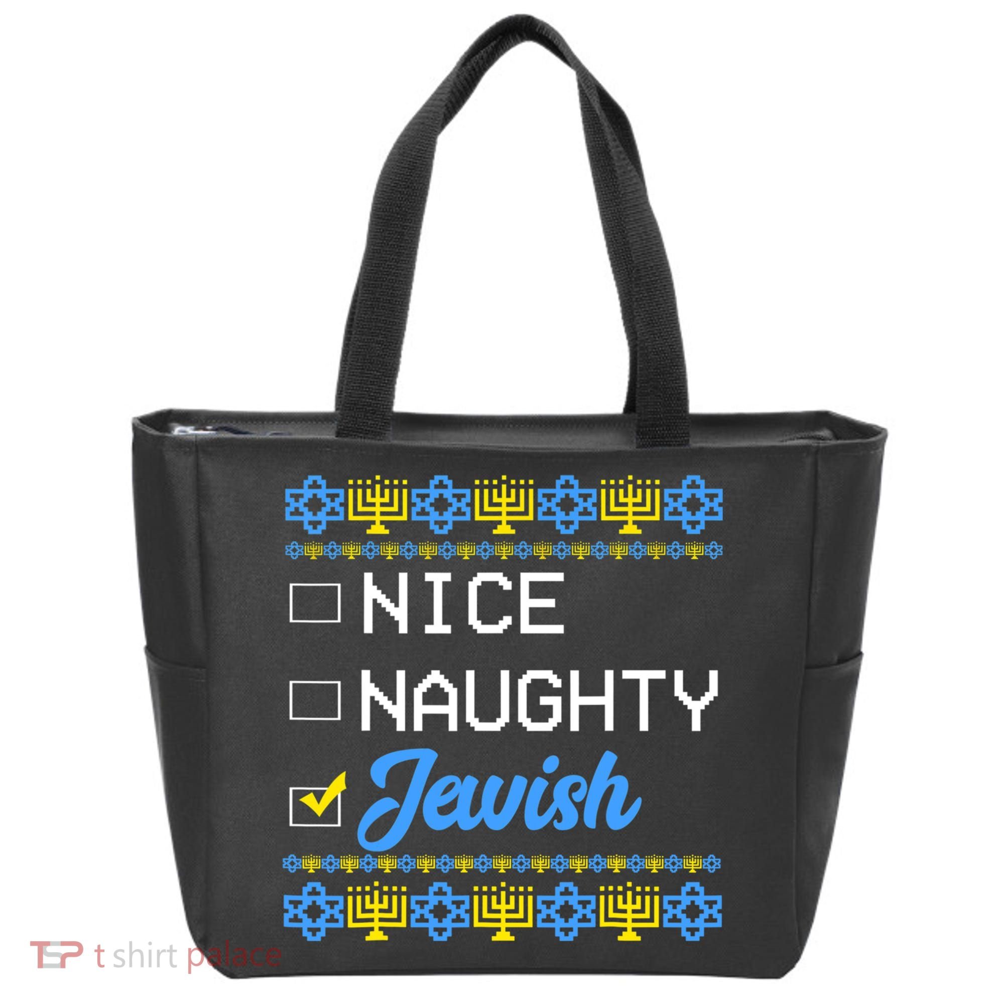 Nice Naughty Jewish Ugly Hanukkah Sweater Cute Chanukah Gift Tote Bag
