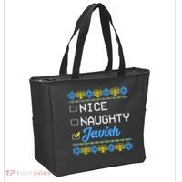 Nice Naughty Jewish Ugly Hanukkah Sweater Cute Chanukah Gift Tote Bag thumb 2