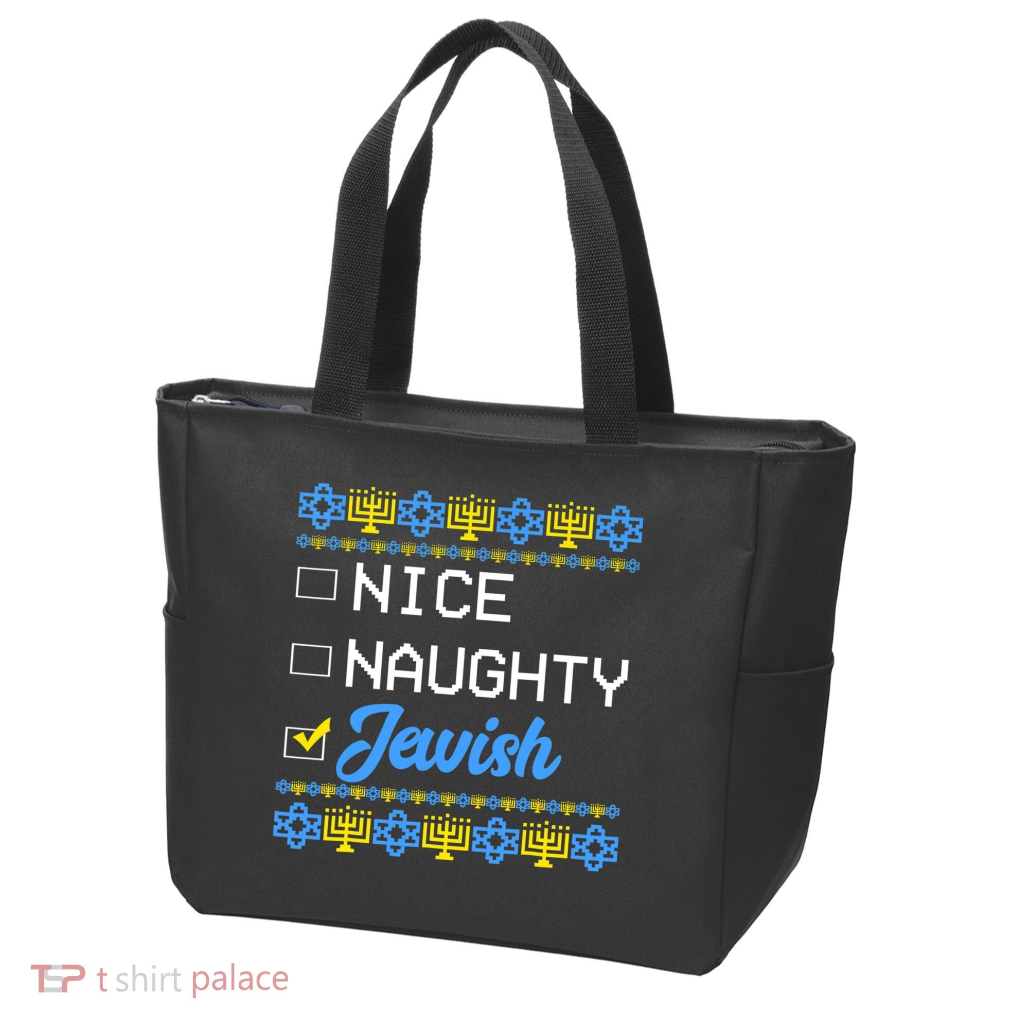 Nice Naughty Jewish Ugly Hanukkah Sweater Cute Chanukah Gift Tote Bag