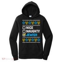 Nice Naughty Jewish Ugly Hanukkah Sweater Chanukah Jew Gift Women's Hoodie thumb 0