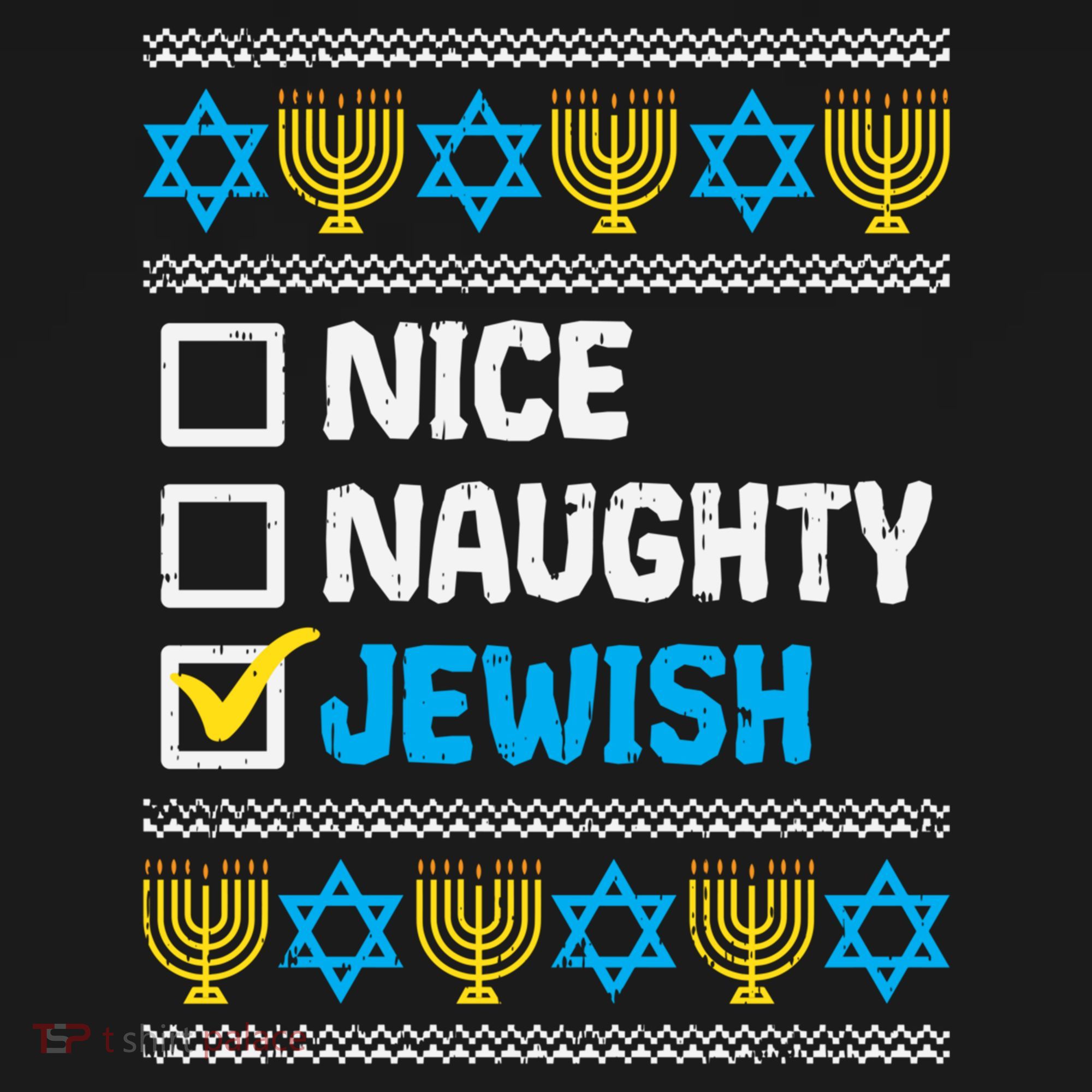 Nice Naughty Jewish Ugly Hanukkah Sweater Chanukah Jew Gift Women's Hoodie
