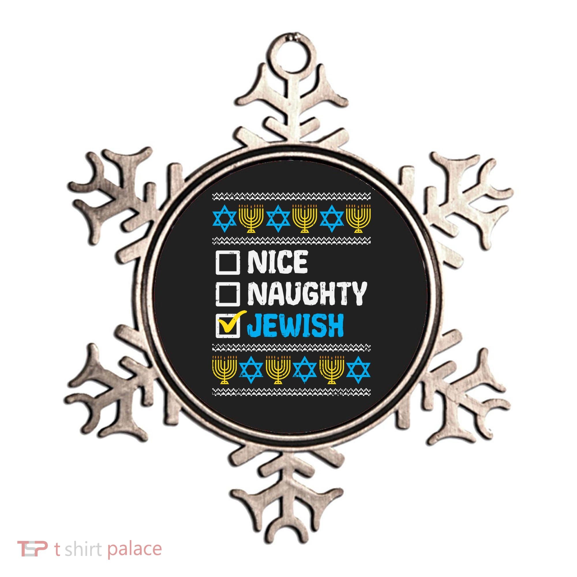 Nice Naughty Jewish Ugly Hanukkah Sweater Chanukah Jew Gift Ornament