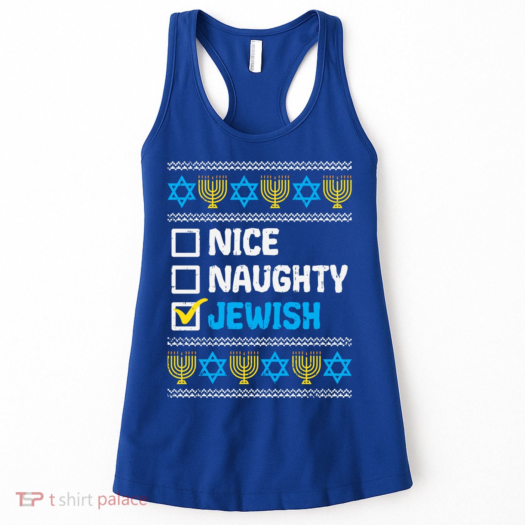 Nice Naughty Jewish Ugly Hanukkah Sweater Chanukah Jew Gift Women's Tank Top