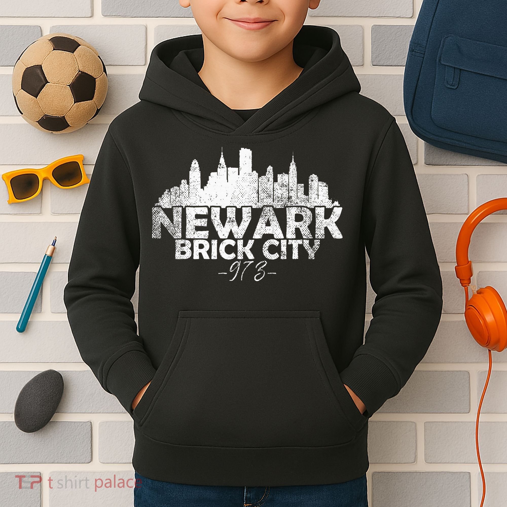 Newark New Jersey Nj Brick City Skyline Kids Hoodie