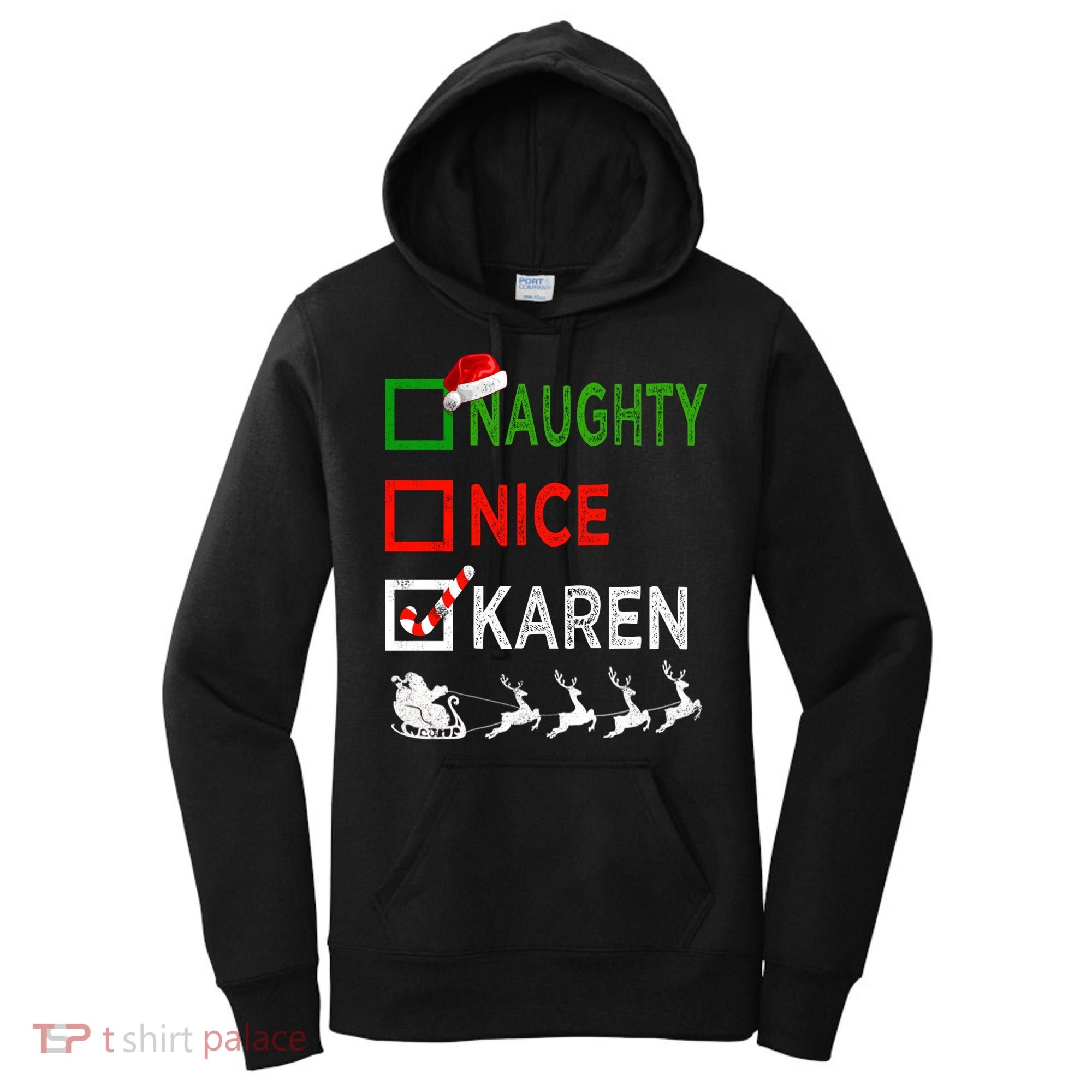 Naughty Nice Karen Christmas Pajamas Funny Santa Hat Xmas Gift Women's Hoodie