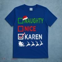 Naughty Nice Karen Christmas Pajamas Funny Santa Hat Xmas Gift T-Shirt thumb 5