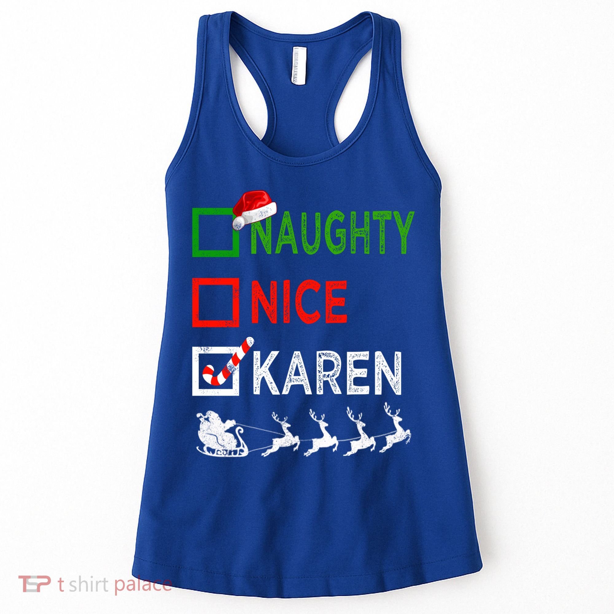 Naughty Nice Karen Christmas Pajamas Funny Santa Hat Xmas Gift Women's Tank Top