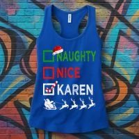 Naughty Nice Karen Christmas Pajamas Funny Santa Hat Xmas Gift Women's Tank Top thumb 3