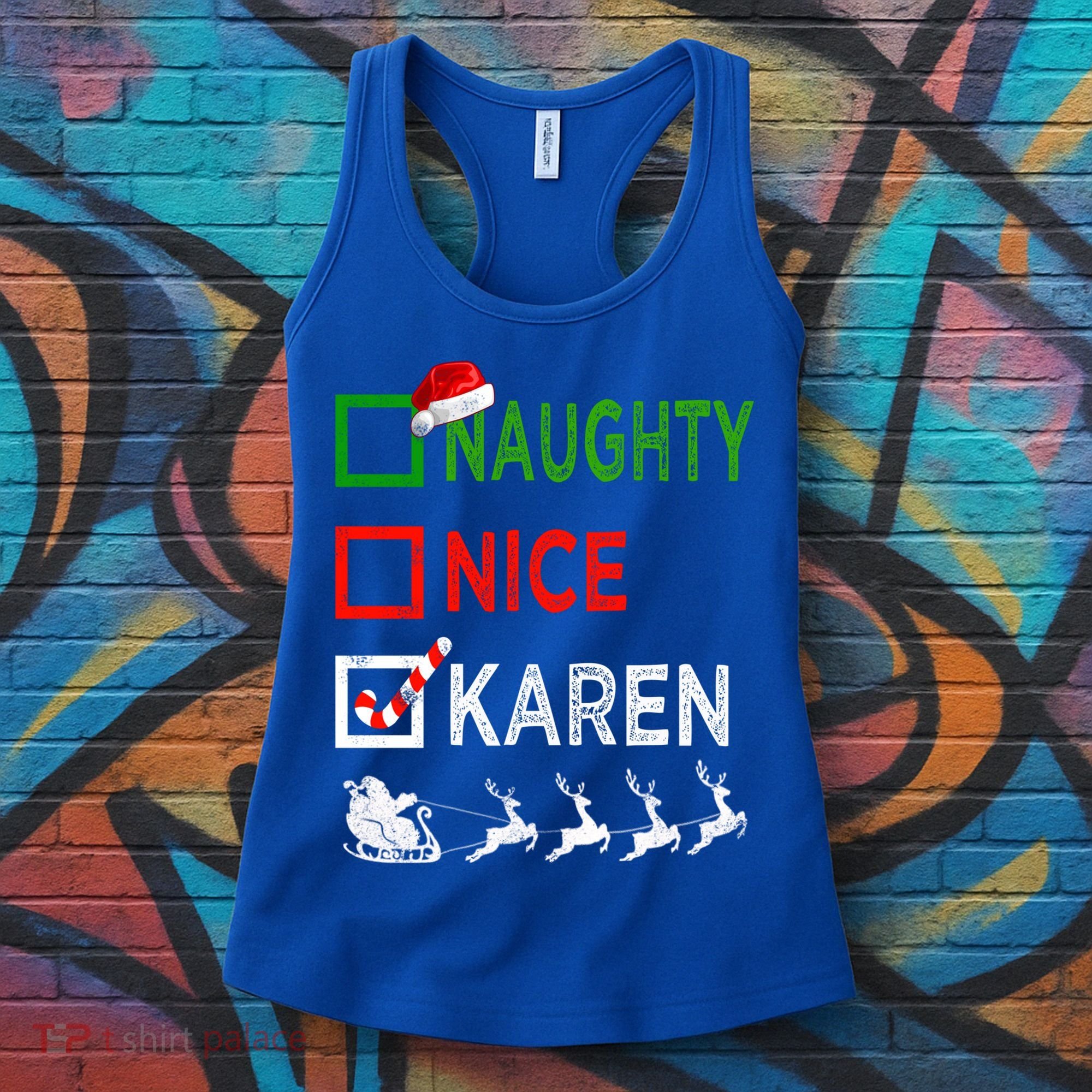 Naughty Nice Karen Christmas Pajamas Funny Santa Hat Xmas Gift Women's Tank Top