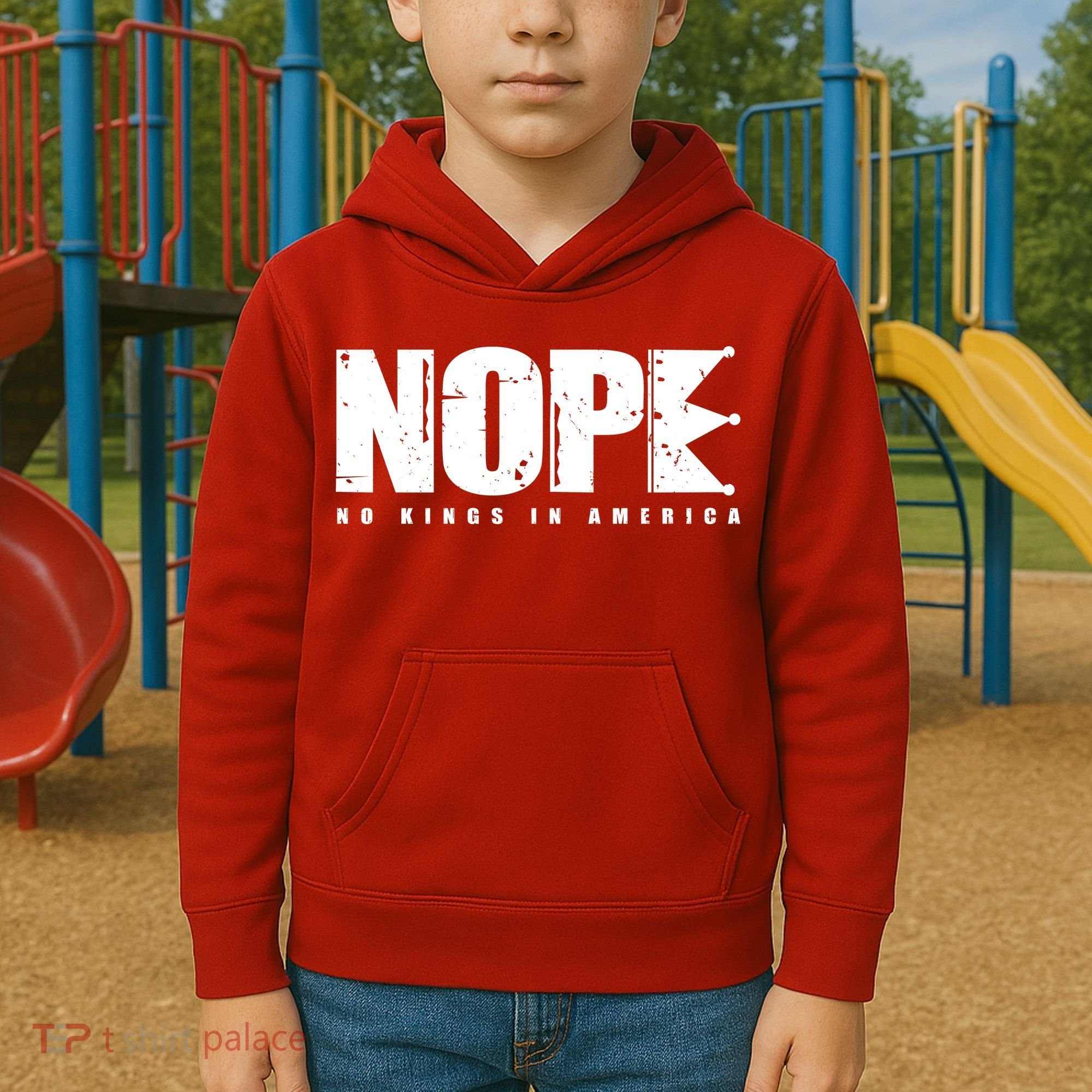 Nope No Kings In America Kids Hoodie