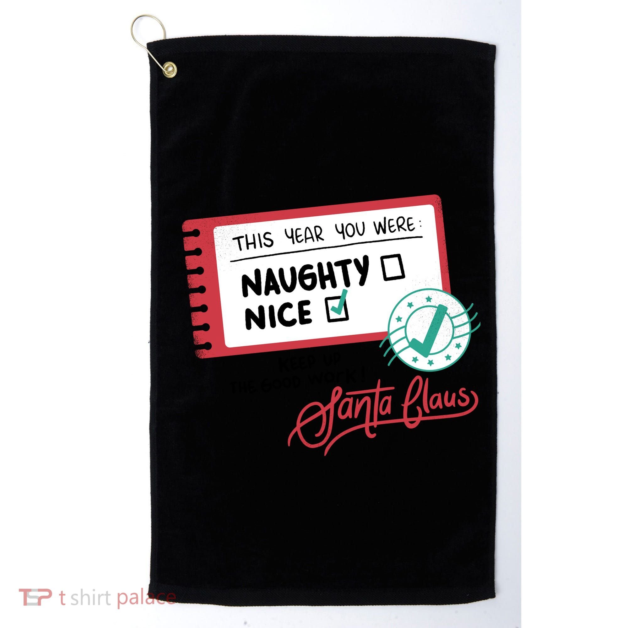 Naughty Nice List Santa Golf Towel