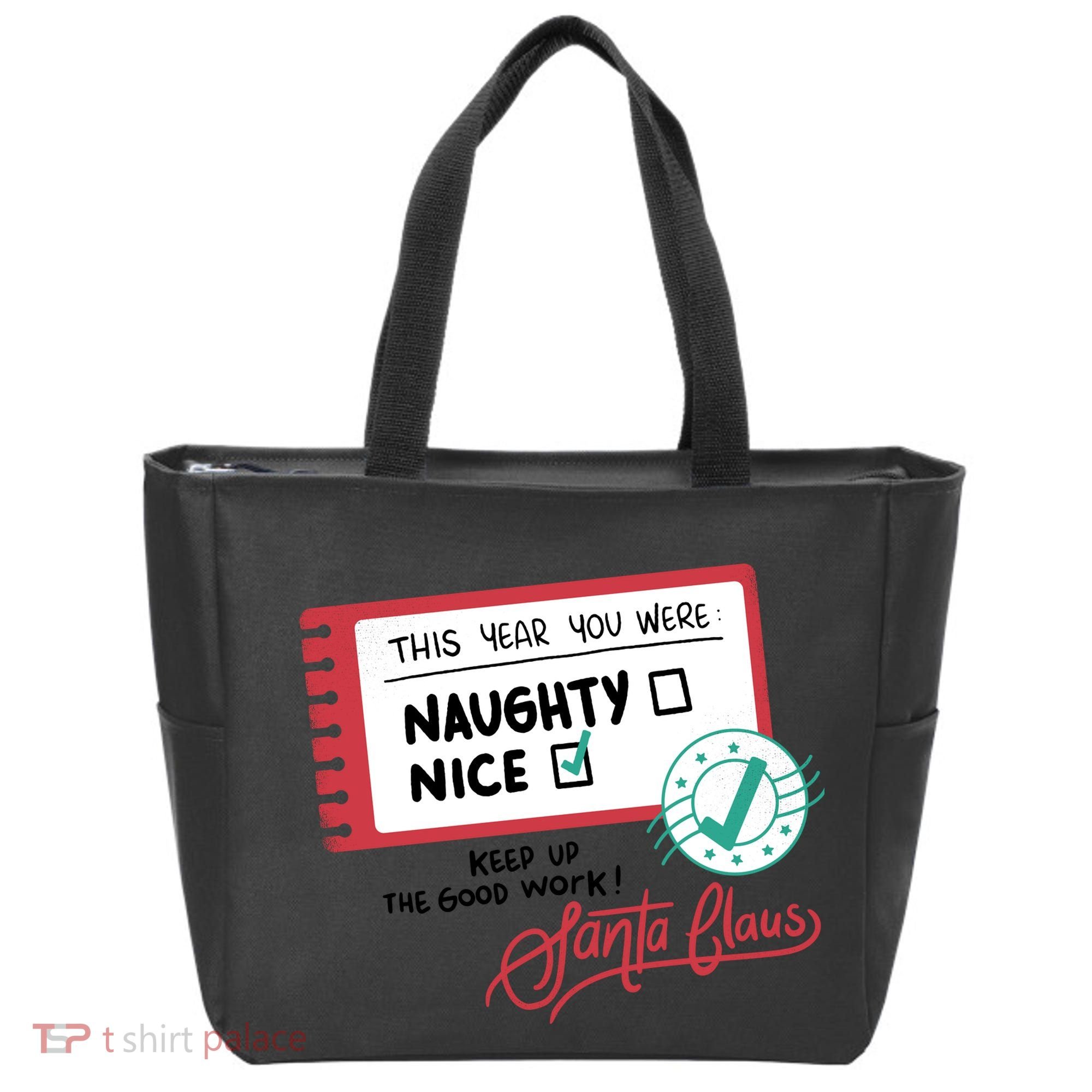 Naughty Nice List Santa Tote Bag