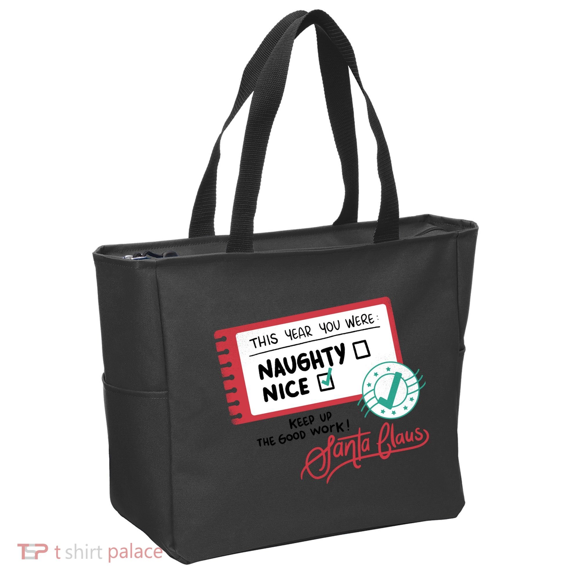 Naughty Nice List Santa Tote Bag