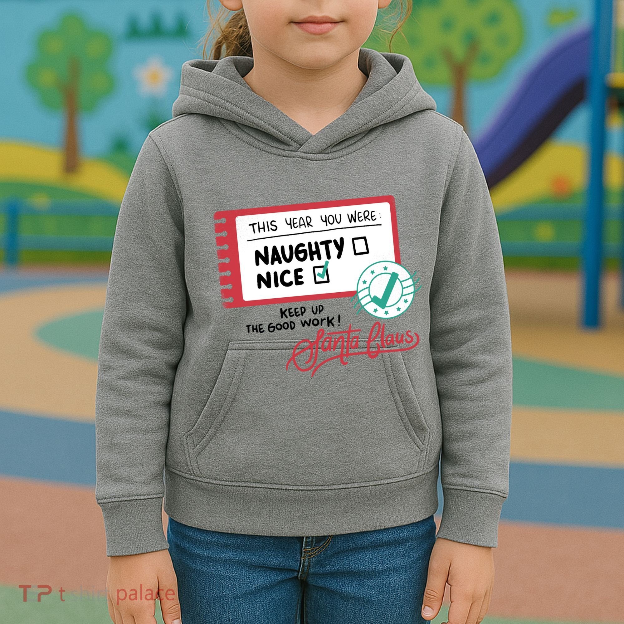 Naughty Nice List Santa Kids Hoodie