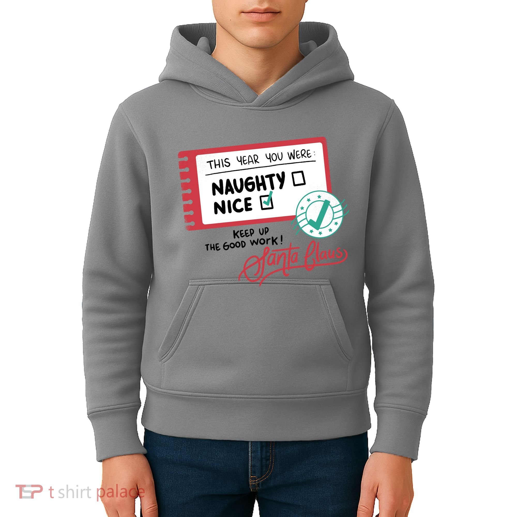 Naughty Nice List Santa Kids Hoodie