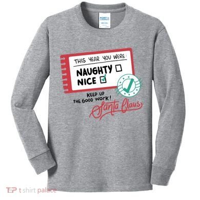 Naughty Nice List Santa Kids Long Sleeve Shirt