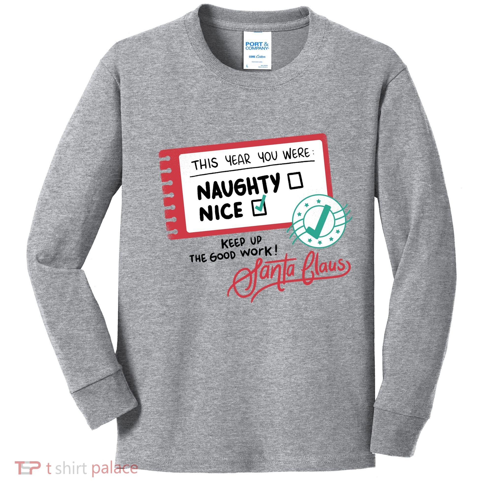 Naughty Nice List Santa Kids Long Sleeve Shirt