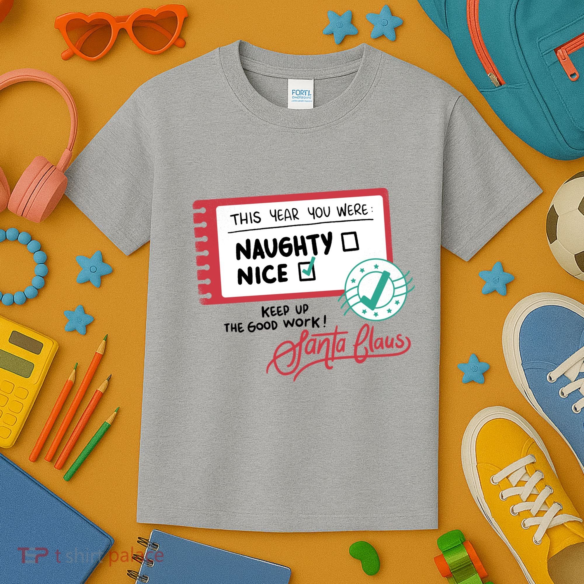 Naughty Nice List Santa Kids T-Shirt