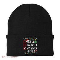 Nice Naughty My Sister Did It Xmas Family Beanie thumb 0