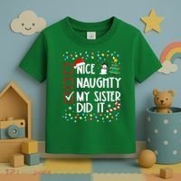 Nice Naughty My Sister Did It Xmas Family Toddler T-Shirt thumb 3